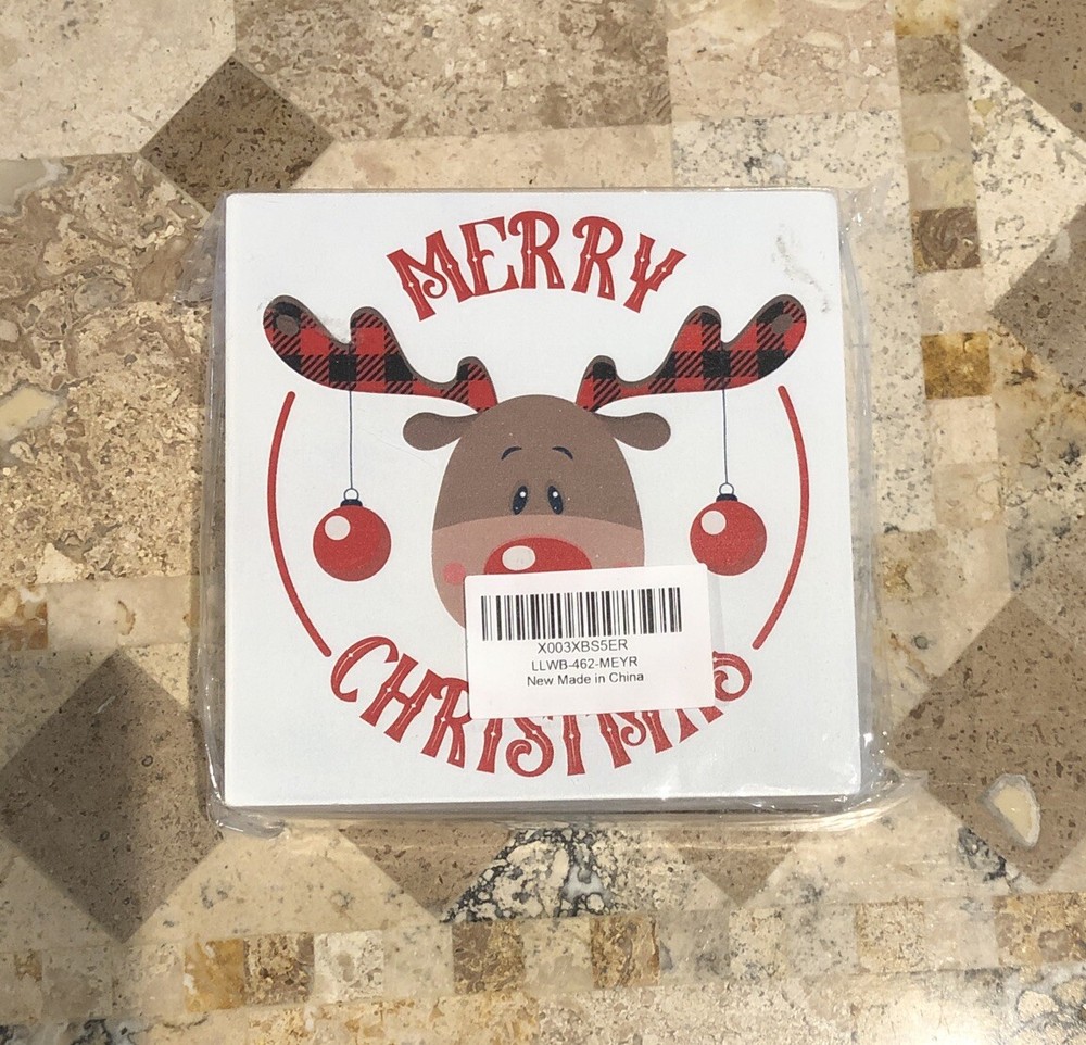 Christmas Decor Wooden Box Sign, Reindeer Decor Holiday Xmas Decoration