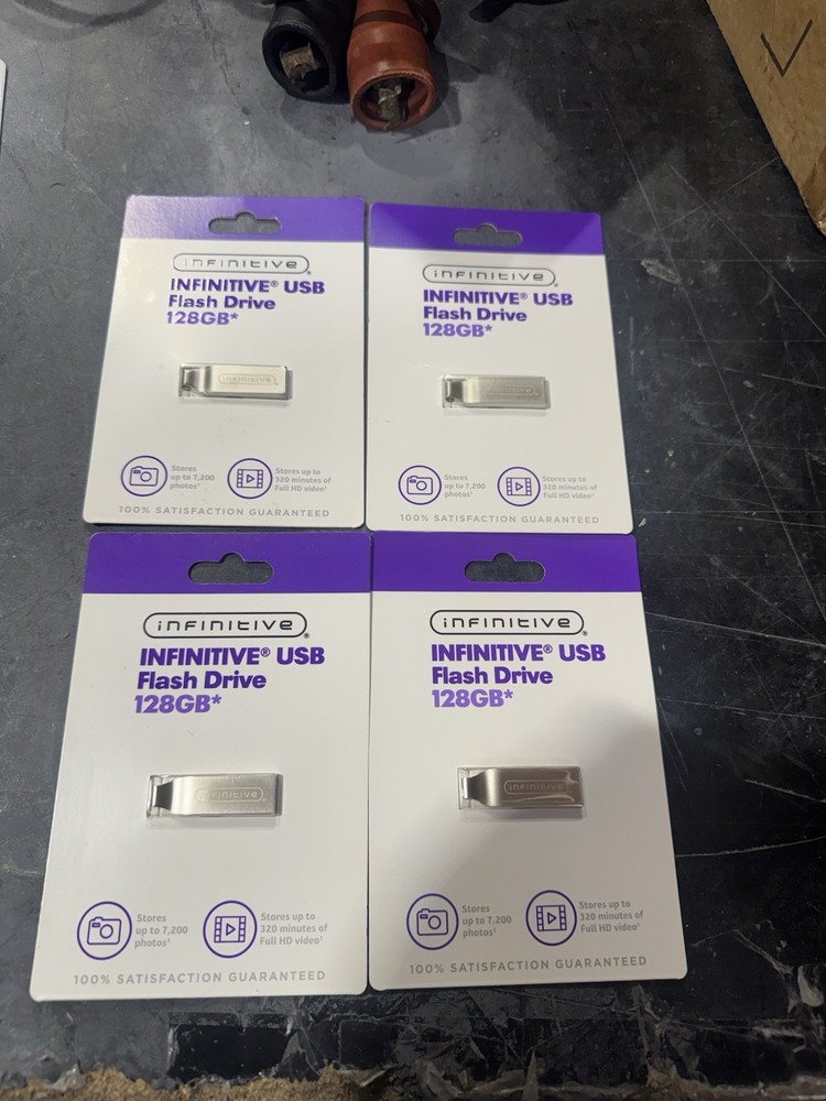 Infinitive USB Flash Drives 128 GB 32GB (3) and 64GB (2) and a 64GB SanDisk
