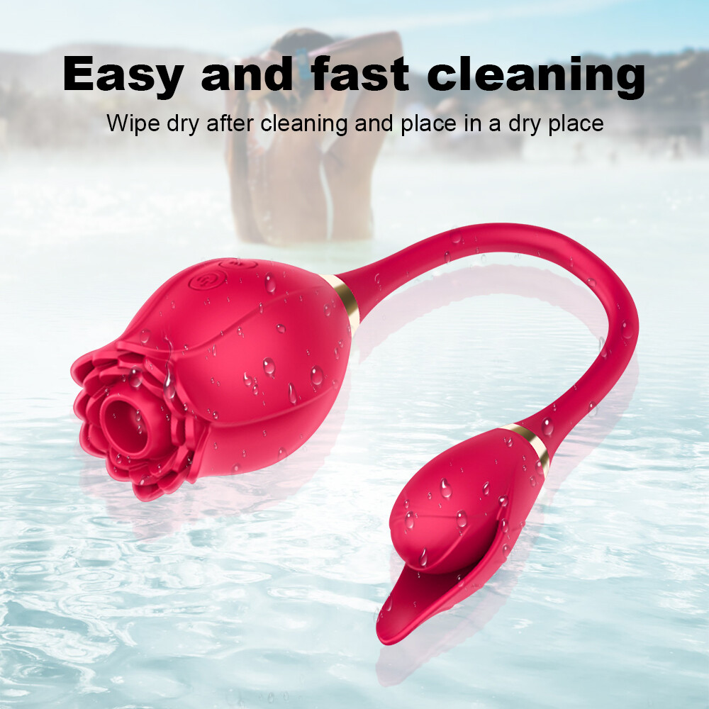 Rosy Double Head Clit Sucker Oral Vibrator for Women Sex Toy-image