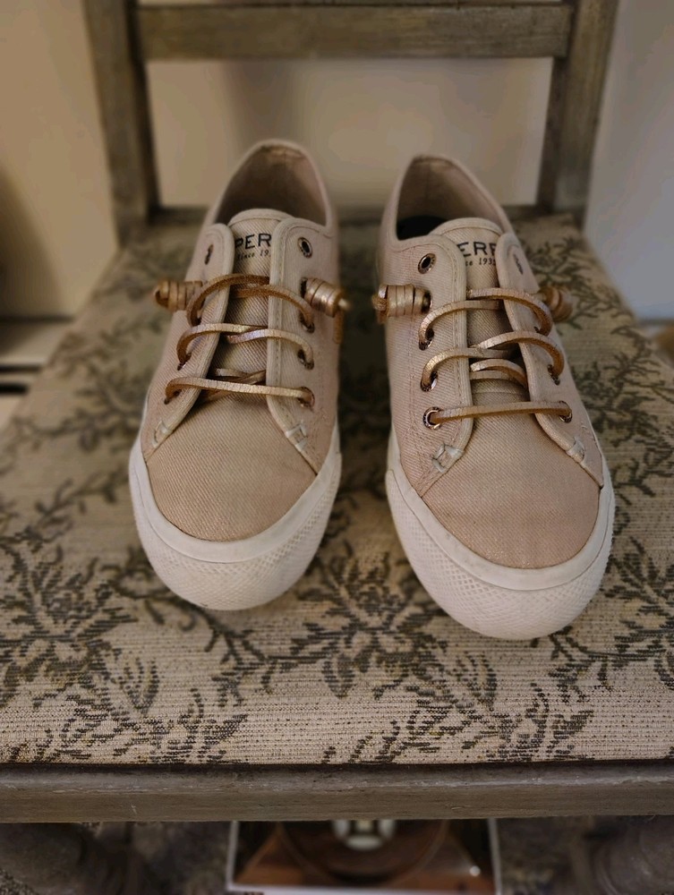 Sperry Top Sider Shoes Womens 6M Sky Sail Platform Sneakers STS80331 Pink Fabric