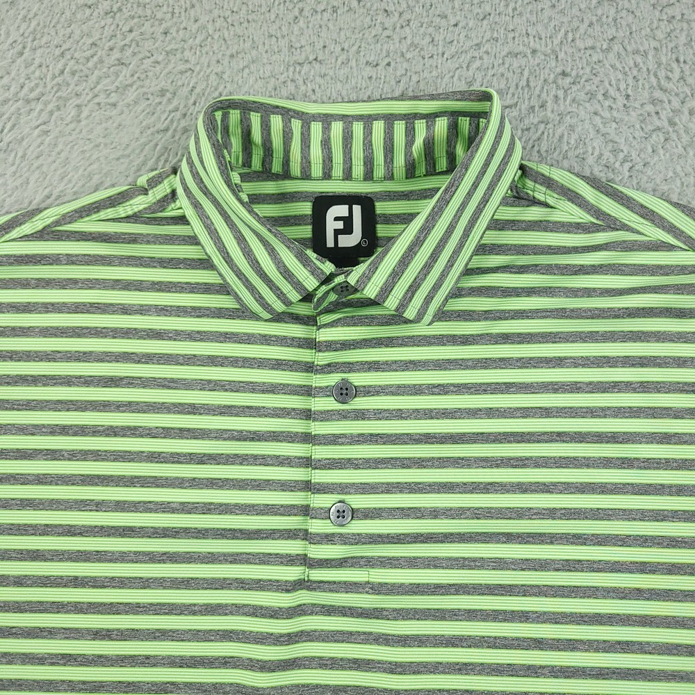 FootJoy Golf Polo Shirt Mens Large Green Stretch Performance Stripe