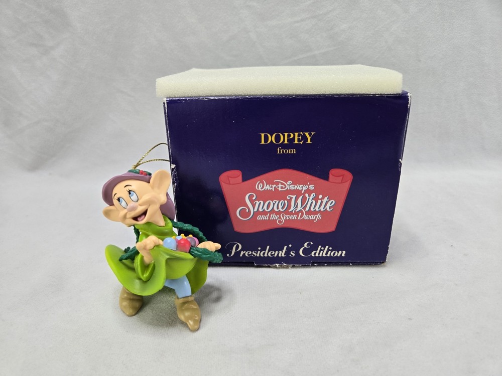 Disney Dopey Snow White Christmas Ornament Grolier President Edition