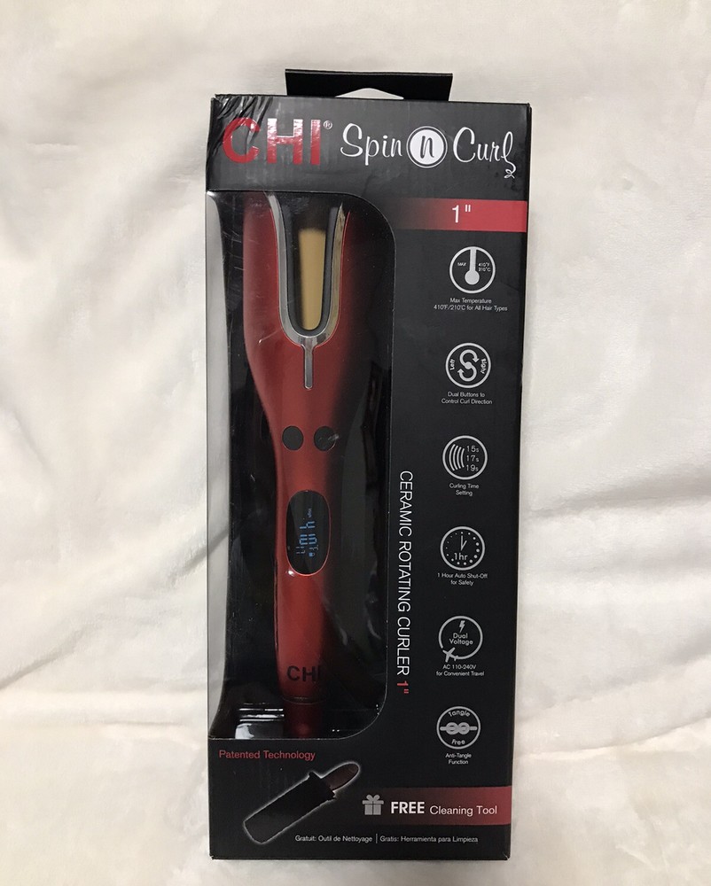 CHI Spin N Curl 1 Inch Ceramic Rotating Hair Curler in Ruby Red