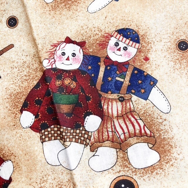 Debbie Mumm Fabric with Gardening Rag dolls printed on  100% cotton 2 Yards