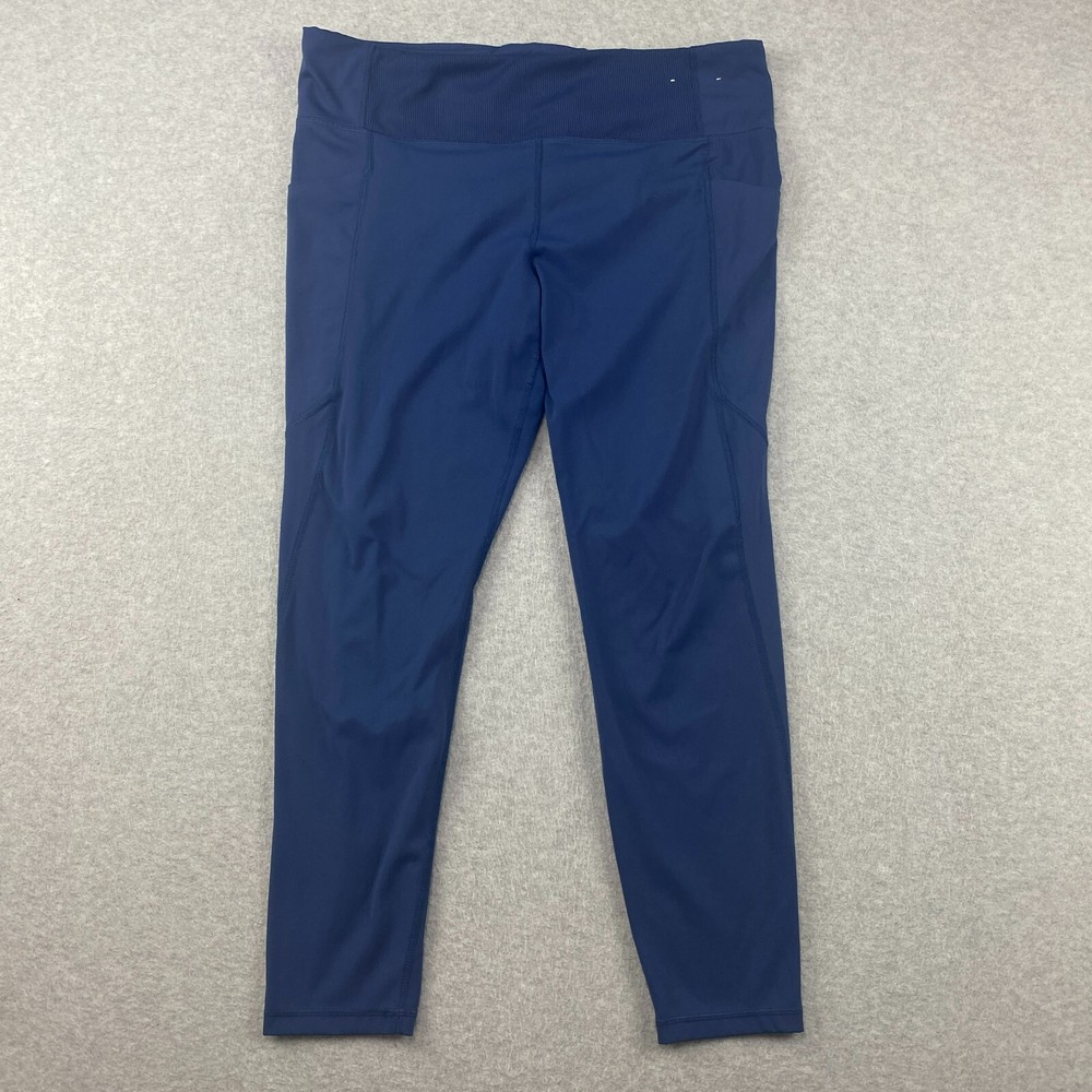 Women's XL Blue Stretch Nylon Leggings with Pockets – Members Mark 7/8 Active Fit-image
