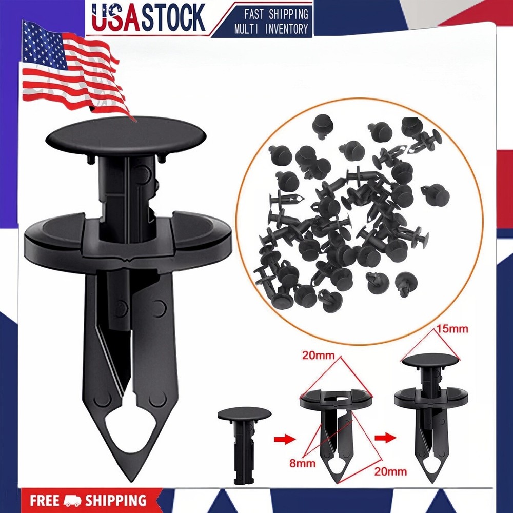 120PCS 8mm Bumper Clips Auto Car Hole Retainer Rivets Fastener Fender Push Pin