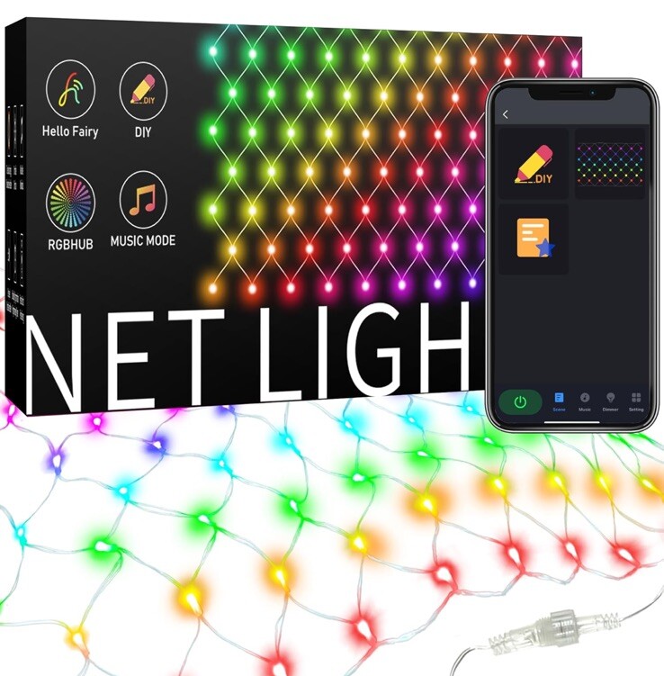 Smart Net Lights Outdoor APP Programmable, 150 LEDs 4 x 6 ft Christmas Net 3 Set