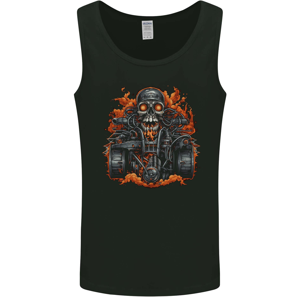 A Skull Quad Bike Rider ATV Off Roading Biker Mens Vest Tank Top