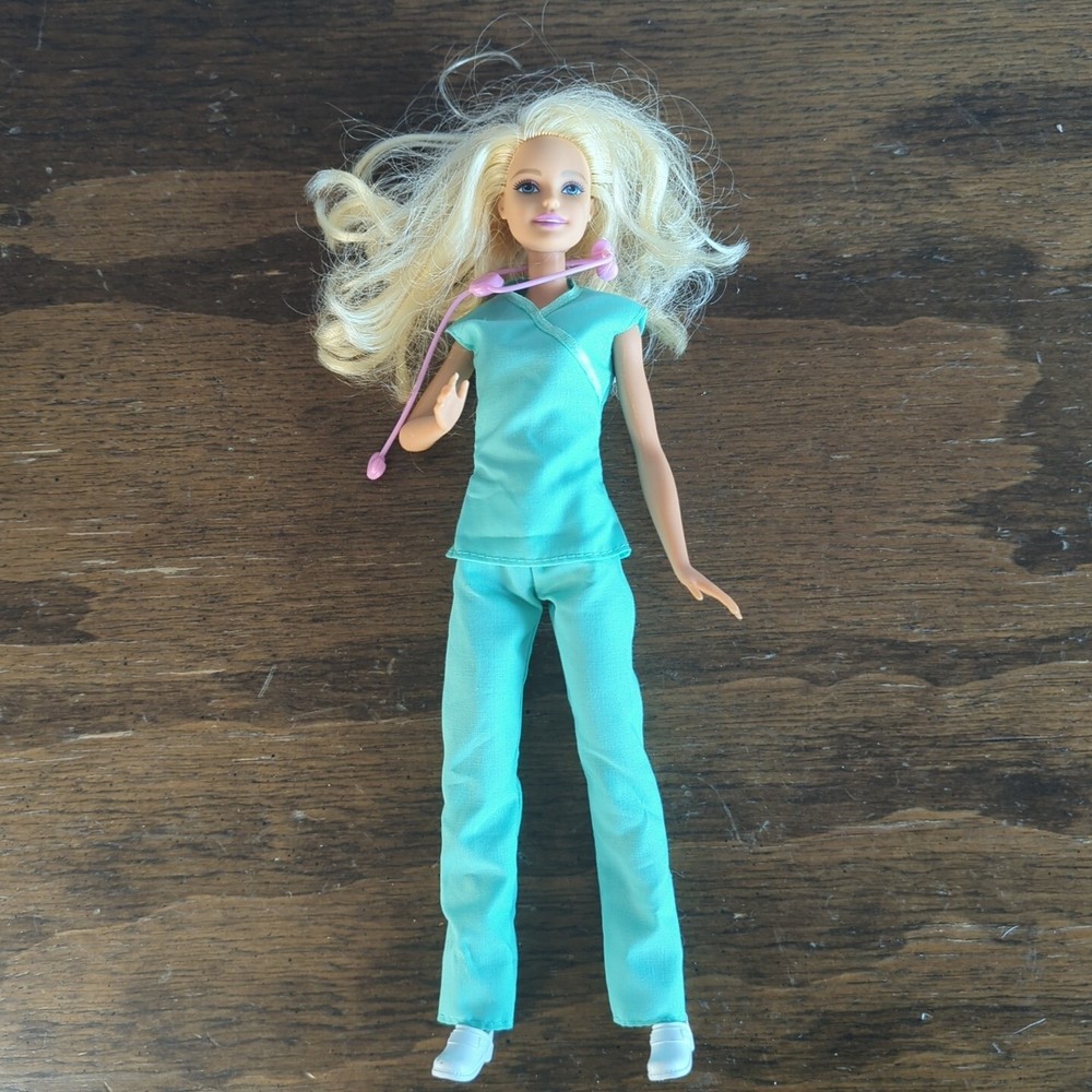Mattel Barbie Careers Baby Doctor Barbie Doll In Scrubs Shoes Stethoscope 2015