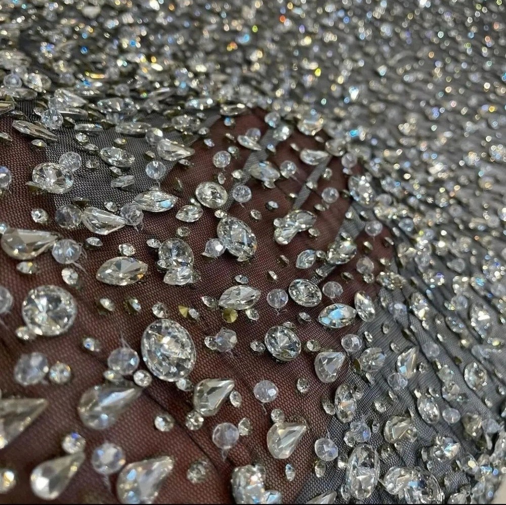 Exquisite Beaded Fabric Material for Elegant Bridal Lace Fabric by the yard
