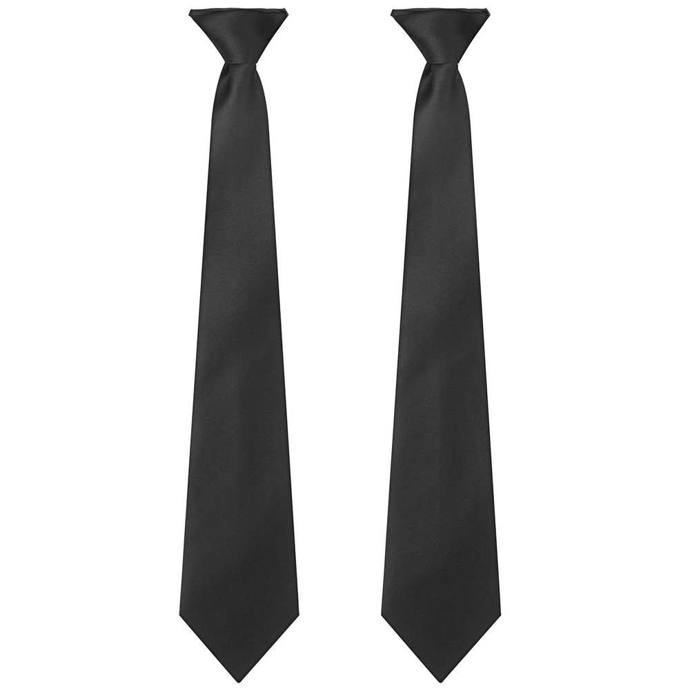 Men's Clip On Ties 20 Inches Solid Color Clip-on Neckties 2pc Black Ties
