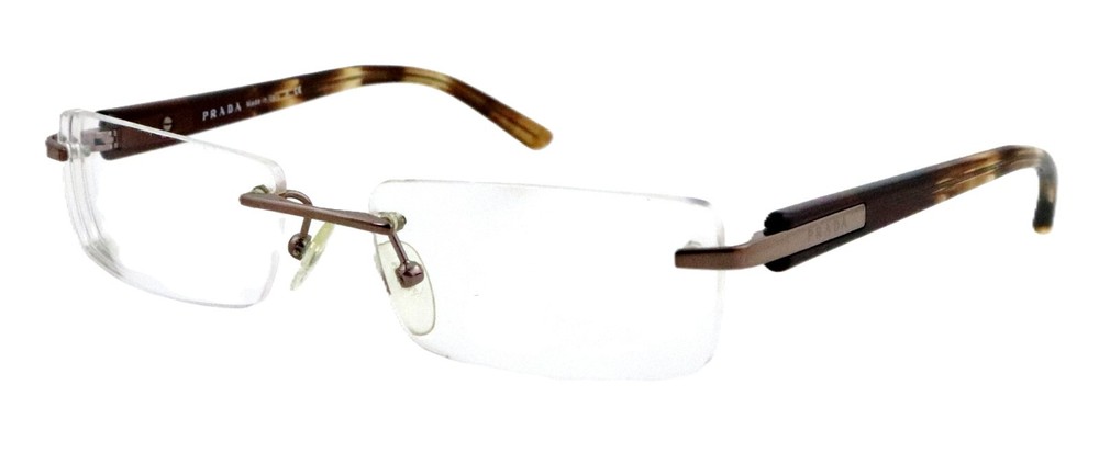 Prada VPR52M 1BI-1O1 52mm Gunmetal Rimless Eyeglasses Frames Made in Italy