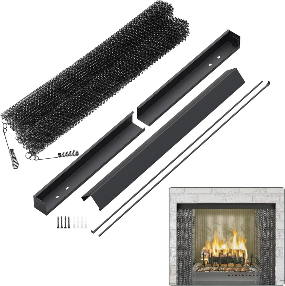 Fireplace Screen Mesh Curtain Two 24