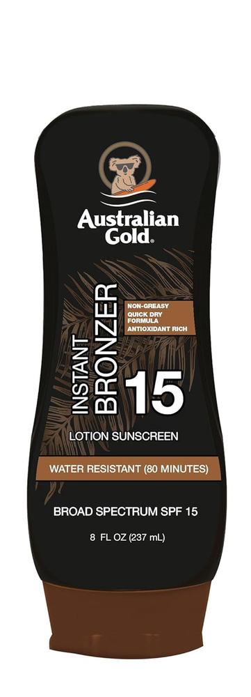 Sunscreen Lotion with Instant Bronzer SPF 15, 8 Ounce | Broad Spectrum | Water R