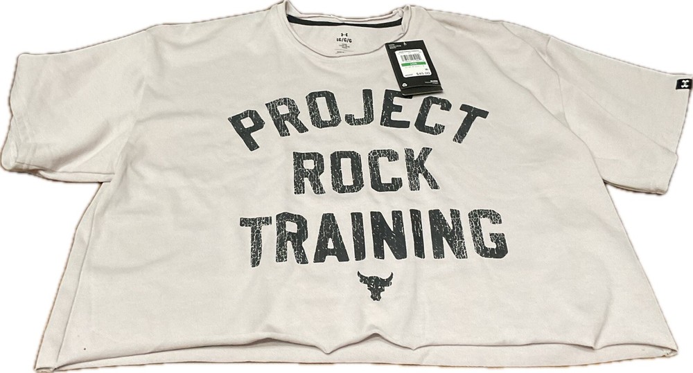 Under Armour Men’s Project Rock Grey Training Cutoff Tee TG 1377441 $45
