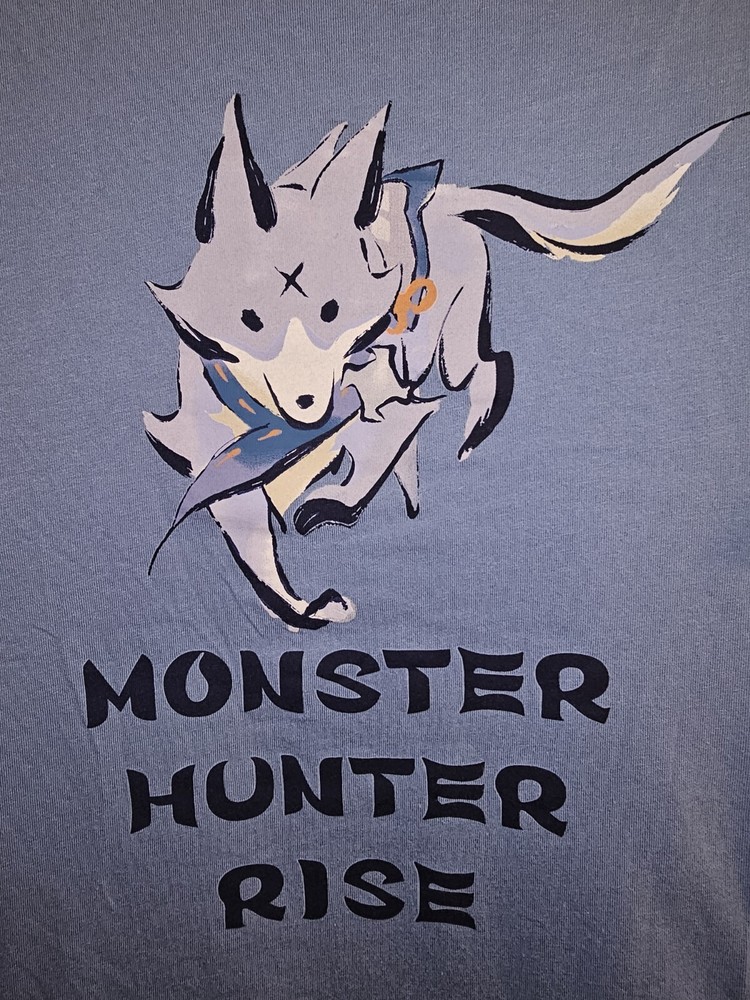 Uniqlo X Monster Hunter Rise Xl Mens Blue Double-sided Graphic Logo Tshirt