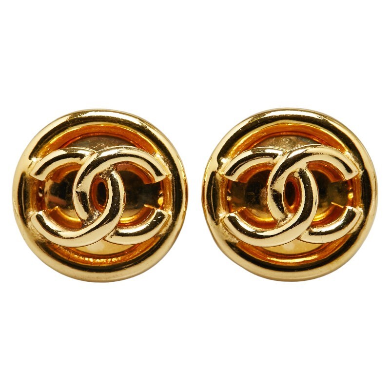 Chanel Vintage Coco Mark Gold Plated Earrings 700566