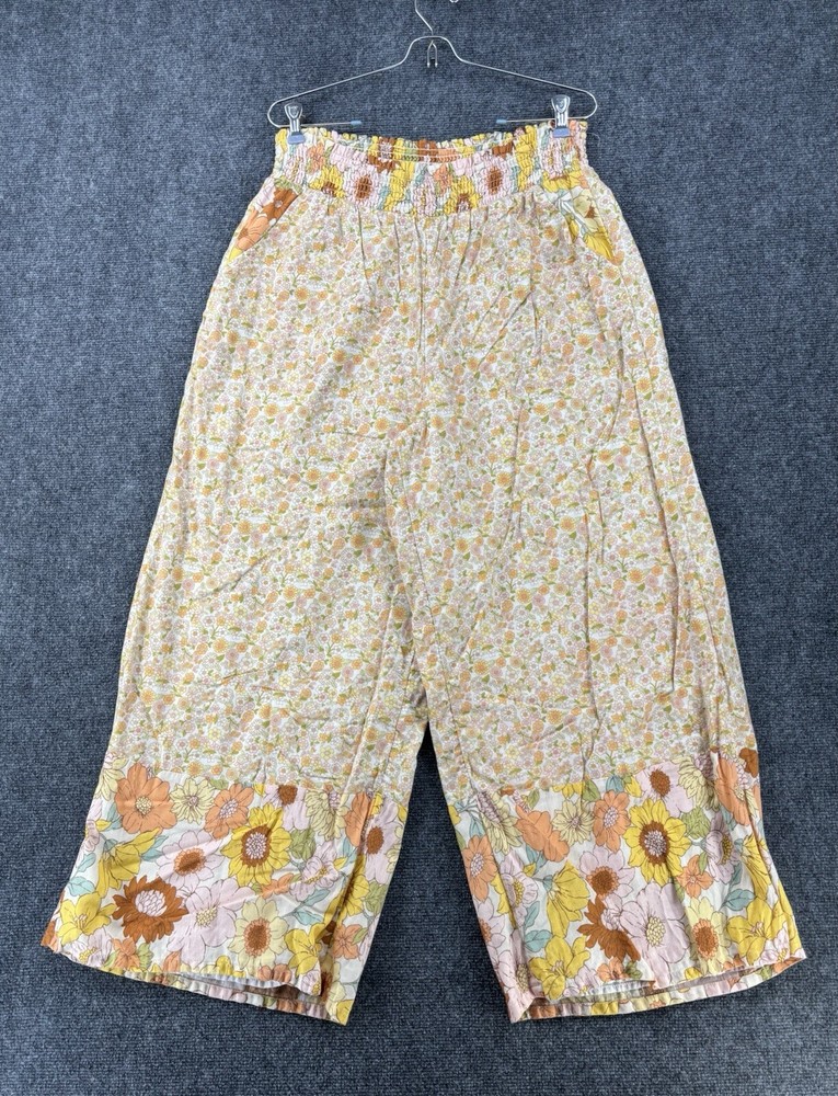 American Eagle Boho Women’s XL Flower Elastic Waist Colorful Pants Lined Pockets