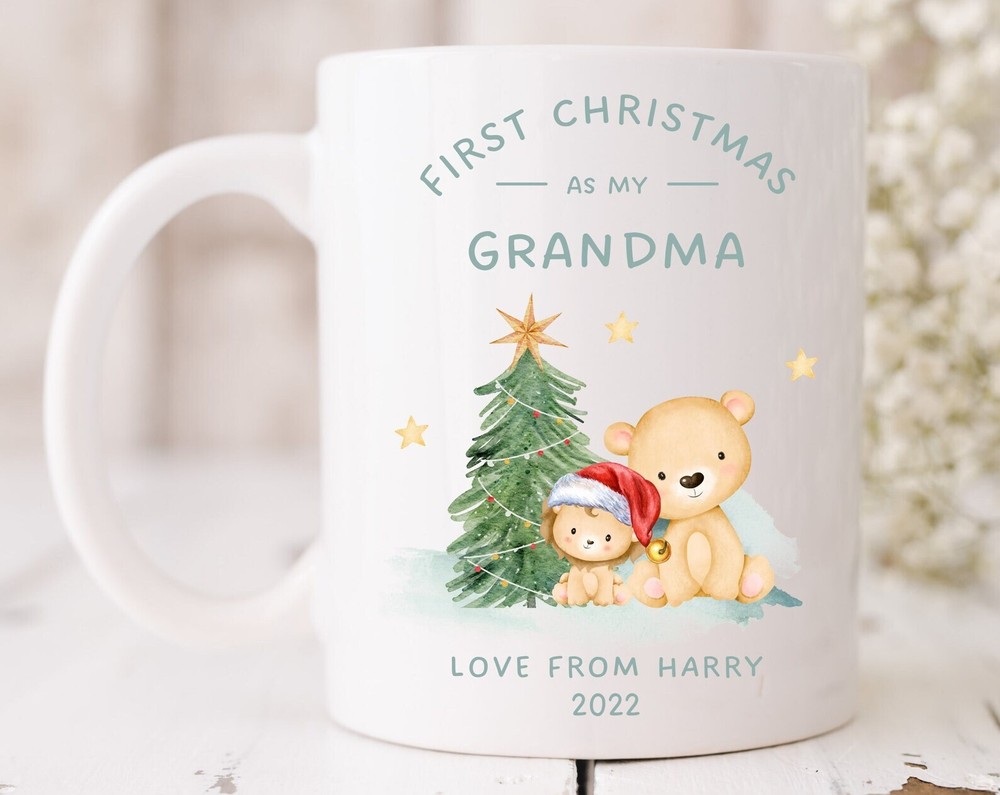 First Christmas As Grandma Personalized Name Mug Baby's 1st Gift 2022