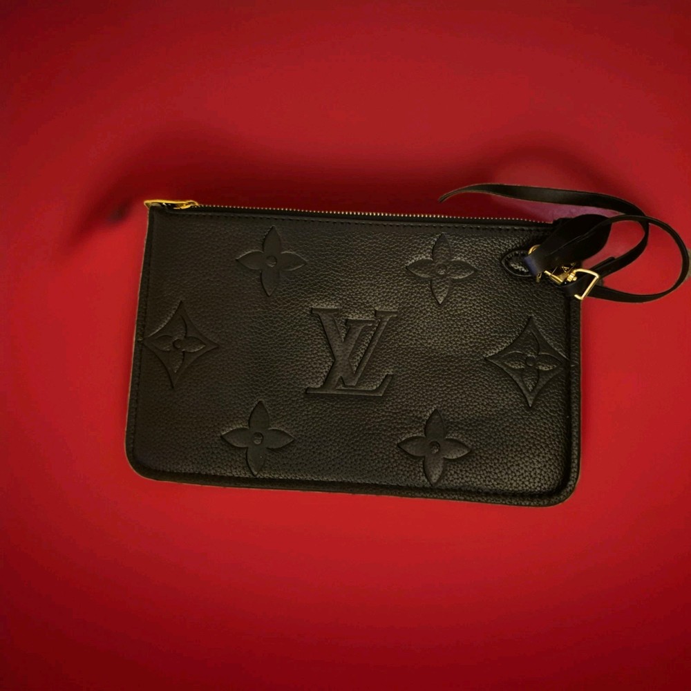 Authentic Louis Vuitton Monogram Empreinte Neverfull Pochette - Black Leather