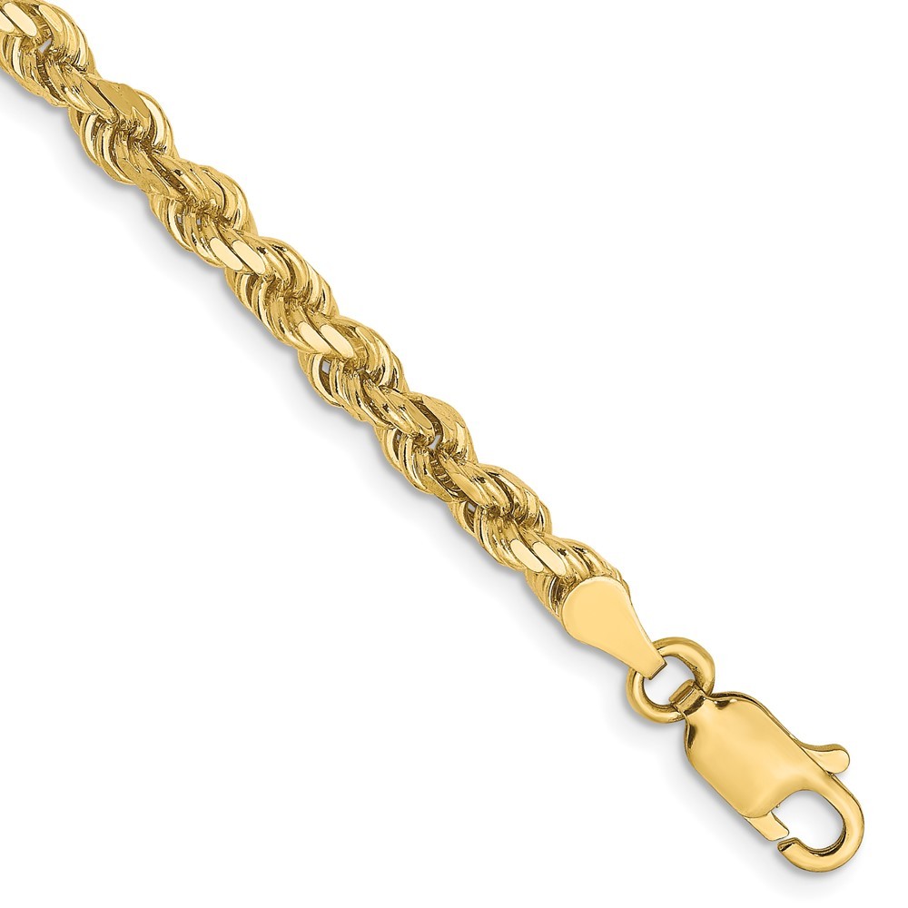 10k Yellow Gold 3.5mm Diamond-Cut Rope Chain Bracelet 7