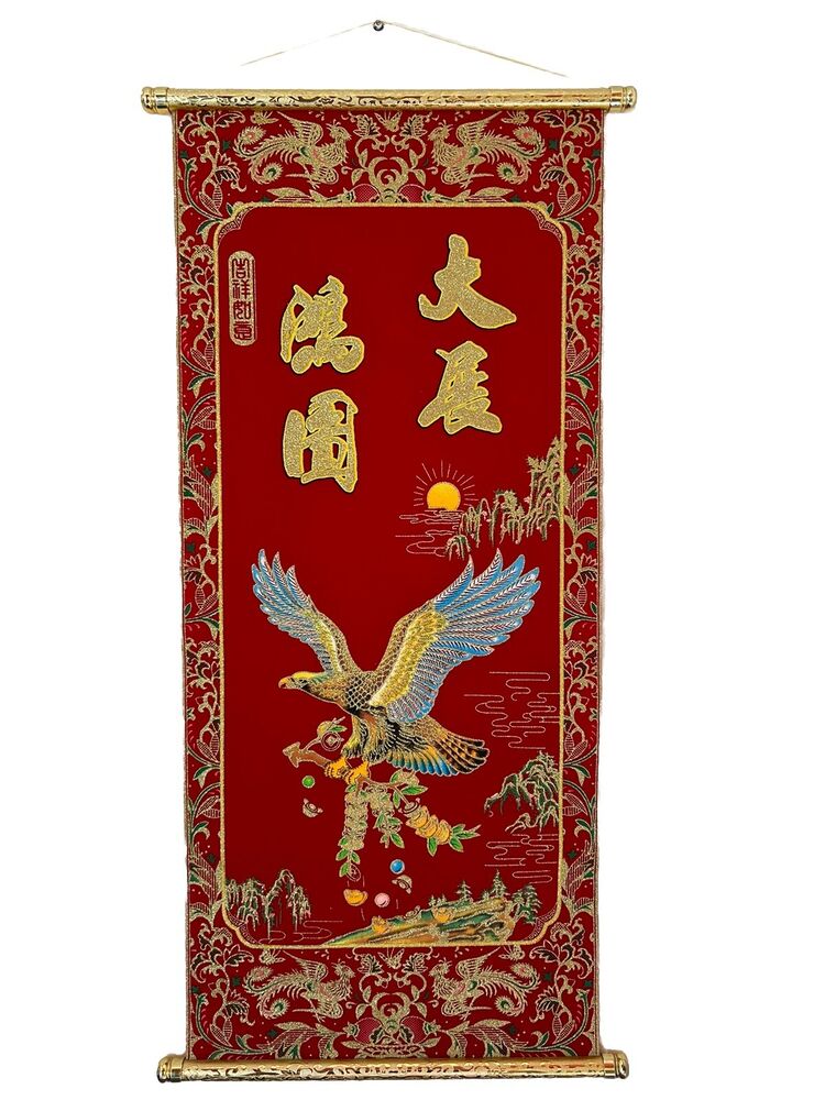 Chinese New Year Wall Hanging Scroll Eagle & Chinese Paintings & Good Wishes-image