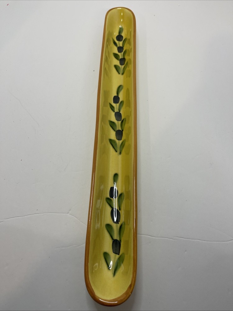 Vintage Italian Ceramic Olive Tray Revol Yellow 16.5 Inch Porcelain EUC