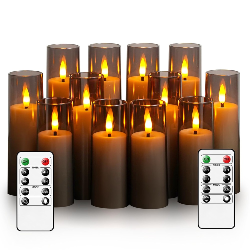 Flickering Flameless LED Pillar Candles Battery Operated Realistic Decorative Lights