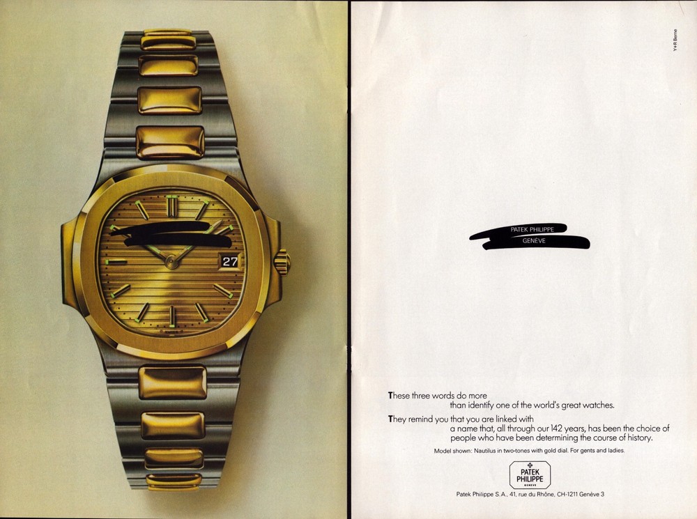 Patek Philippe Gold Nautilus Original 1980 Vintage Print Ad 2 Pages!!