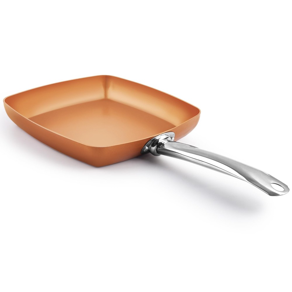 Non-Stick 9.5-Inch Copper Square Frying Pan with Ceramic Coating