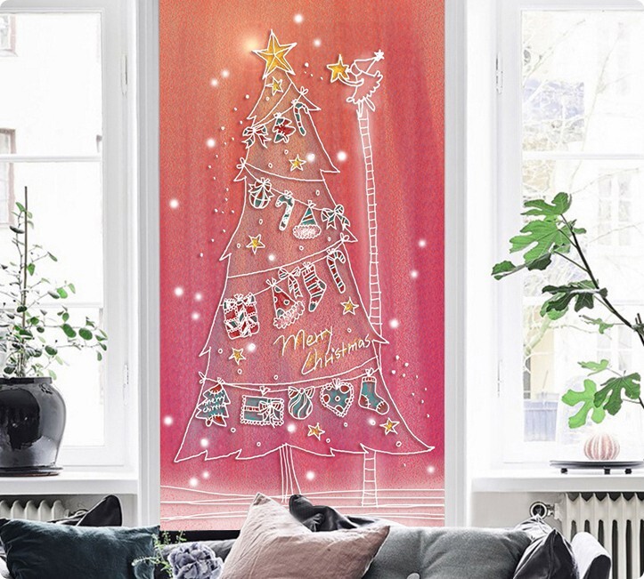 3D Christmas Tree Wallpaper ZHUA49830 Removable Self-Adhesive Wall Mural