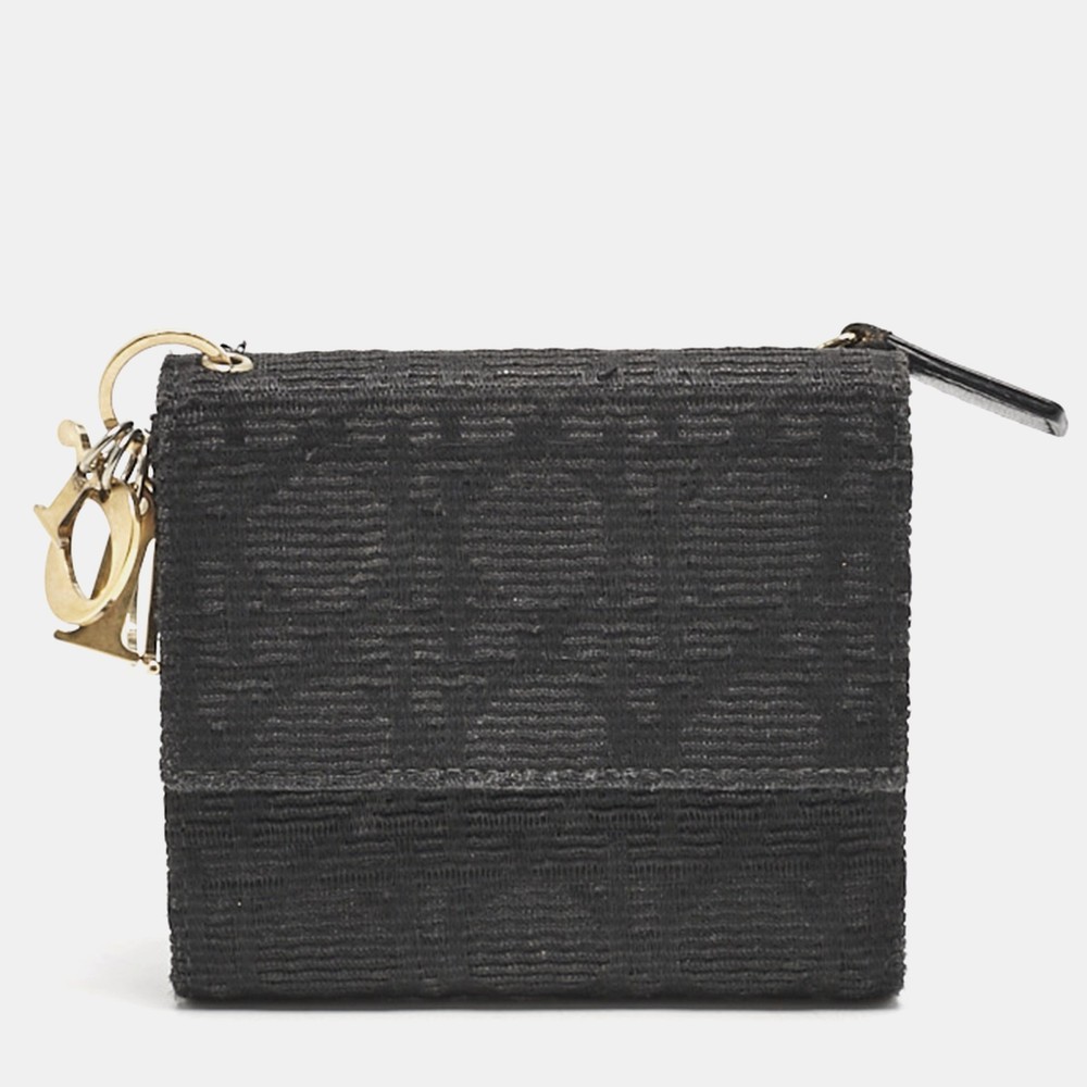 Dior Black Oblique Canvas Lady Dior Trifold Wallet