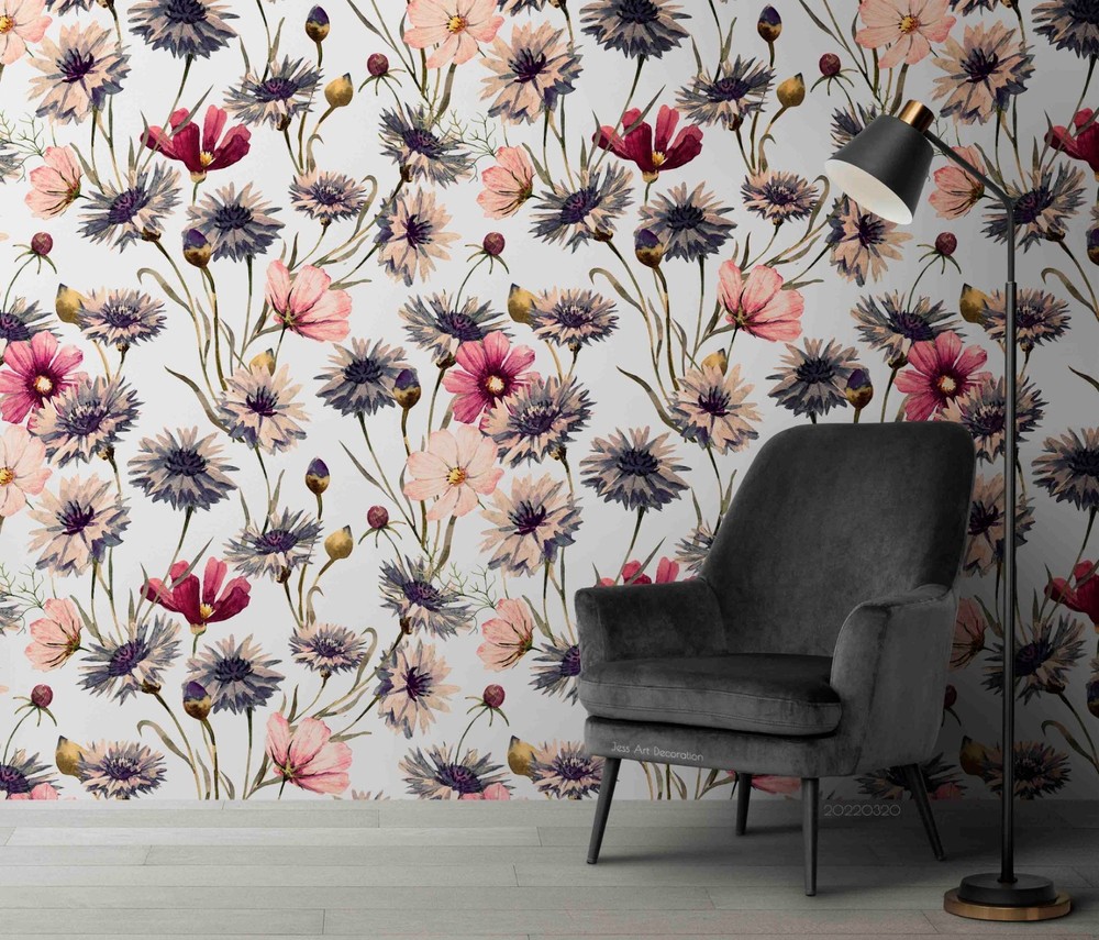 3D Flowers Flora Pattern Wall Murals Wallpaper Murals Wall Sticker