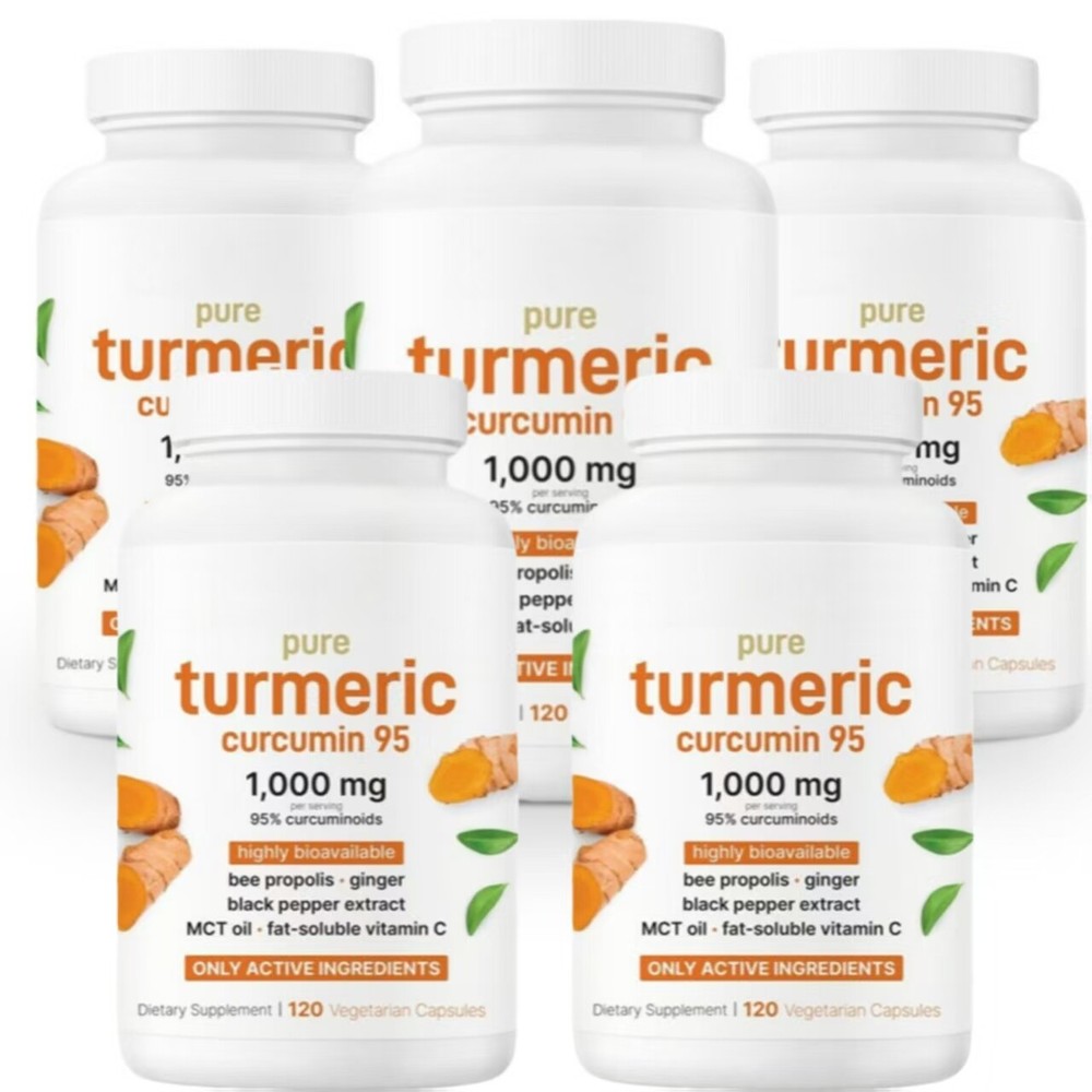 5pcs Turmeric Curcumin 1000mg with Bioperine 120 Caps Triple Strength