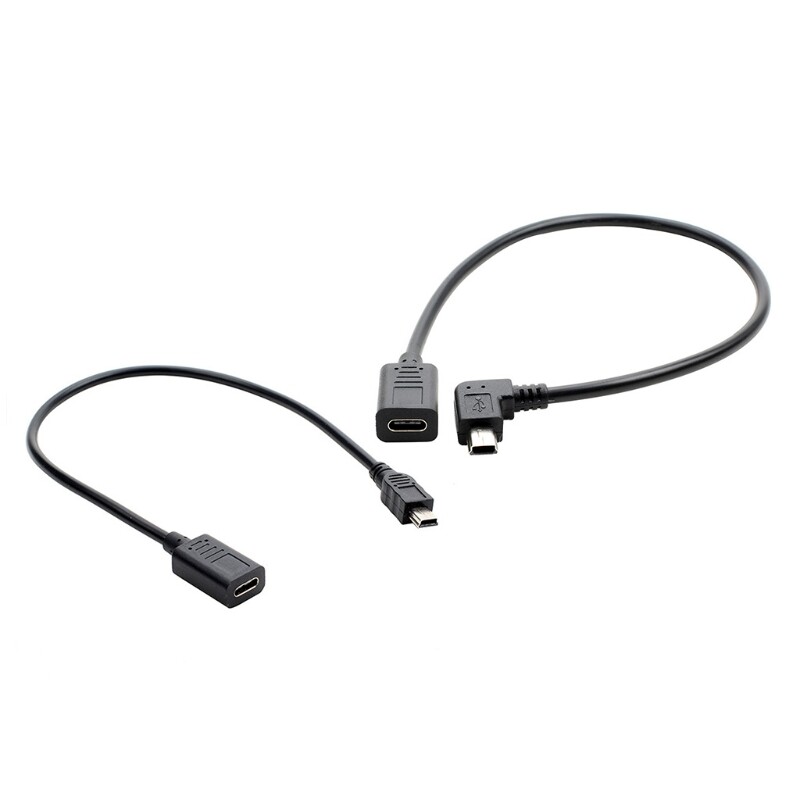 Mini USB Male to Type-c Female T-port Data Charging Conversion Extension Cable