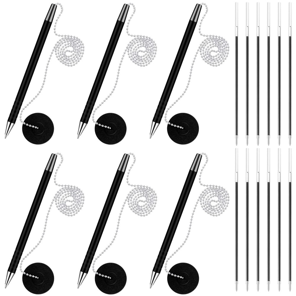 Marspark 6 Pieces Secure Pen Set with Chain and Pen Holders, and 12 Pieces Bl...