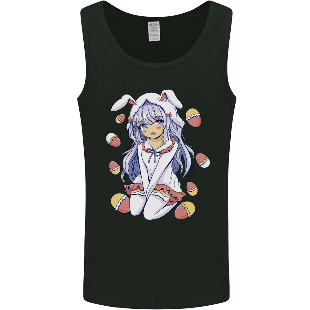 Easter Anime Girl With Eggs and Bunny Ears Mens Vest Tank Top