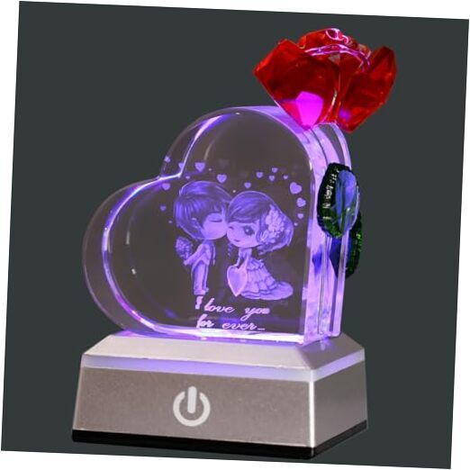 Crystal Heart Crystal Roses Valentine's Day Gift Home Decoration Gift Lovers
