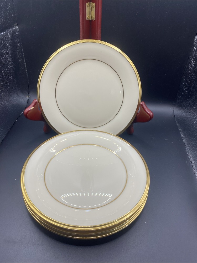 Lenox Eternal 6 1/4” Bread Plates Set Of 4 Dimension Collection USA Ivory/Gold