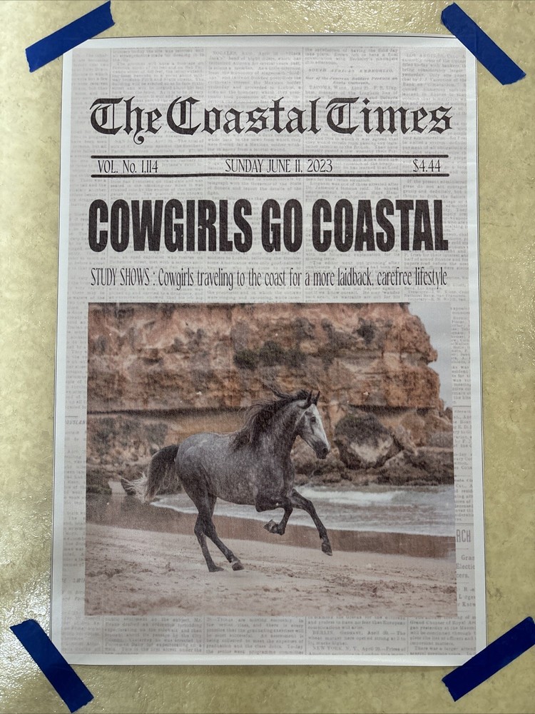 The Coastal Time Cowgirls Go Coastal Horse Poster ✅ Canvas Wall Art 16x24 ✅ New