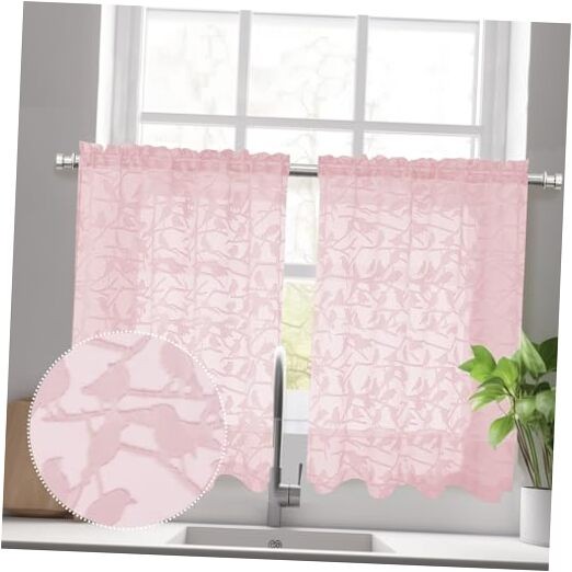 Anji Textured Blush Sheer Curtain 36 inch 38