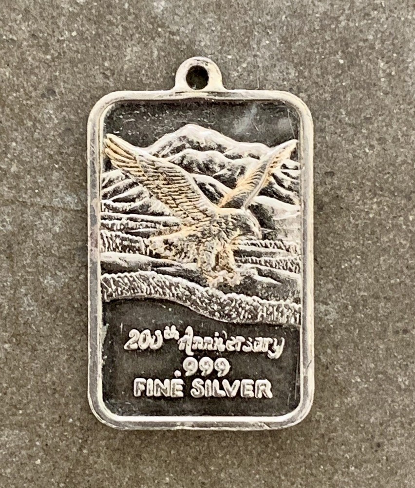 The 200th Anniversary .999 Fine Silver Bar / Pendant Golden Eagle Serial #83831