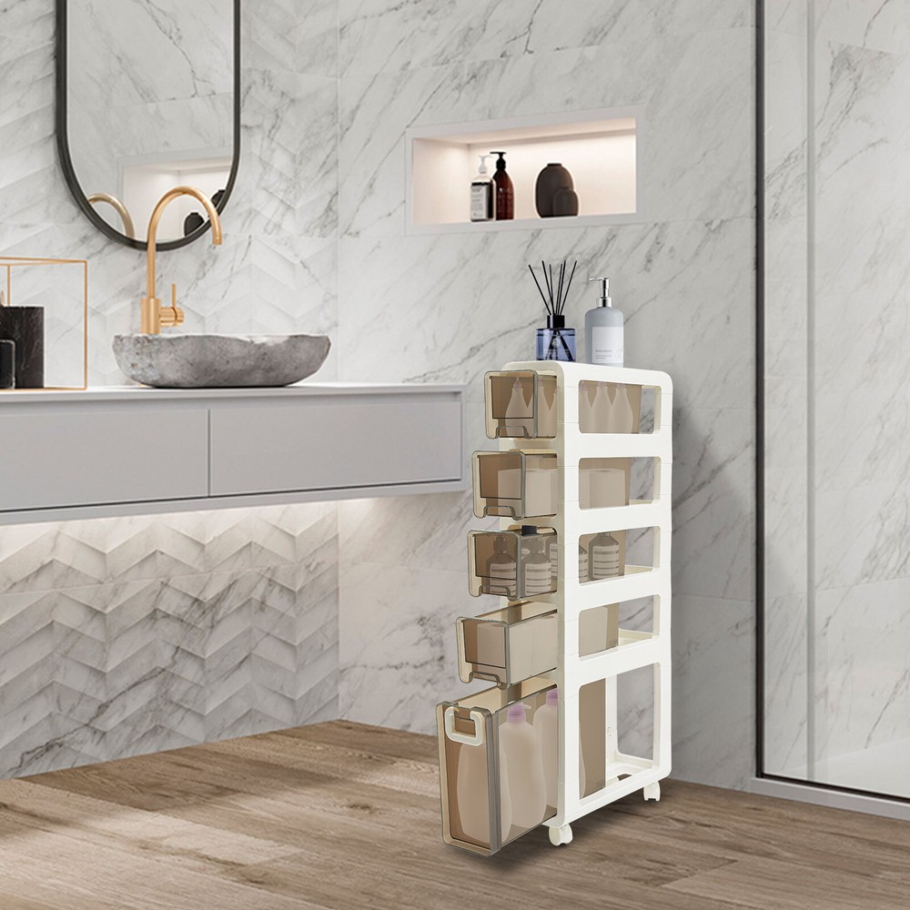 Narrow Slim Storage Cabinet, Bathroom Floor Cabinet Organizer, Home Decor