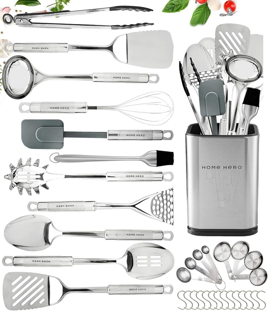 32 Pcs Stainless Steel Kitchen Utensils Set - Nonstick Stainless Steel