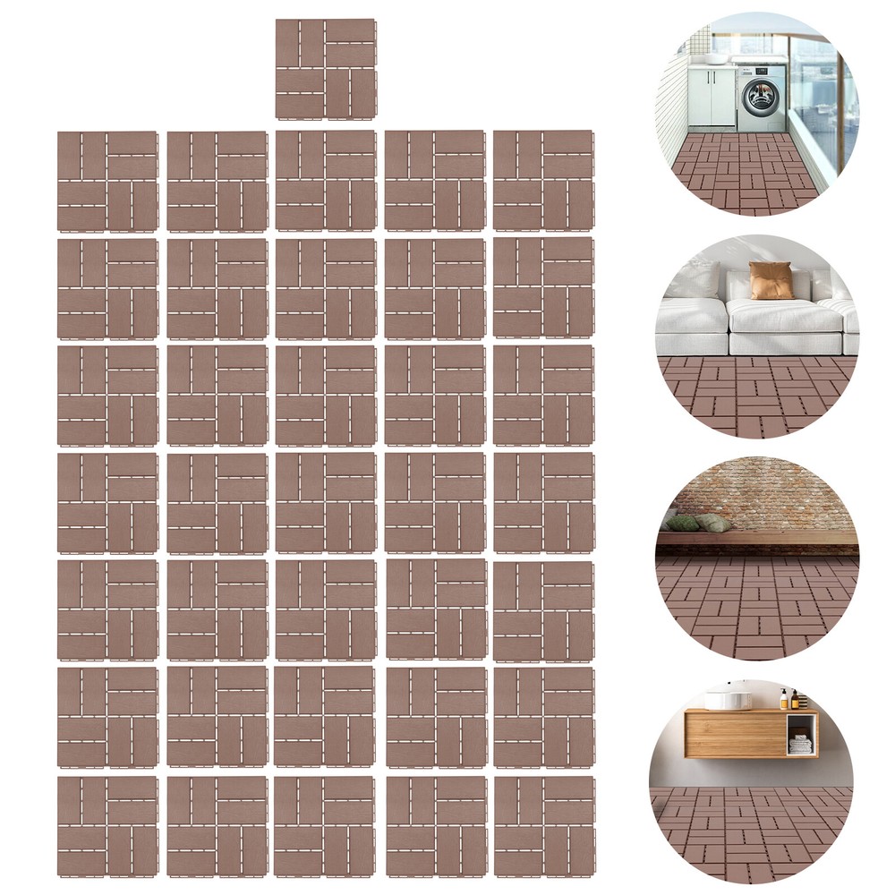 36Pcs Anti Warping Interlocking Wood Flooring Patio Deck Tiles Outdoor Balcony