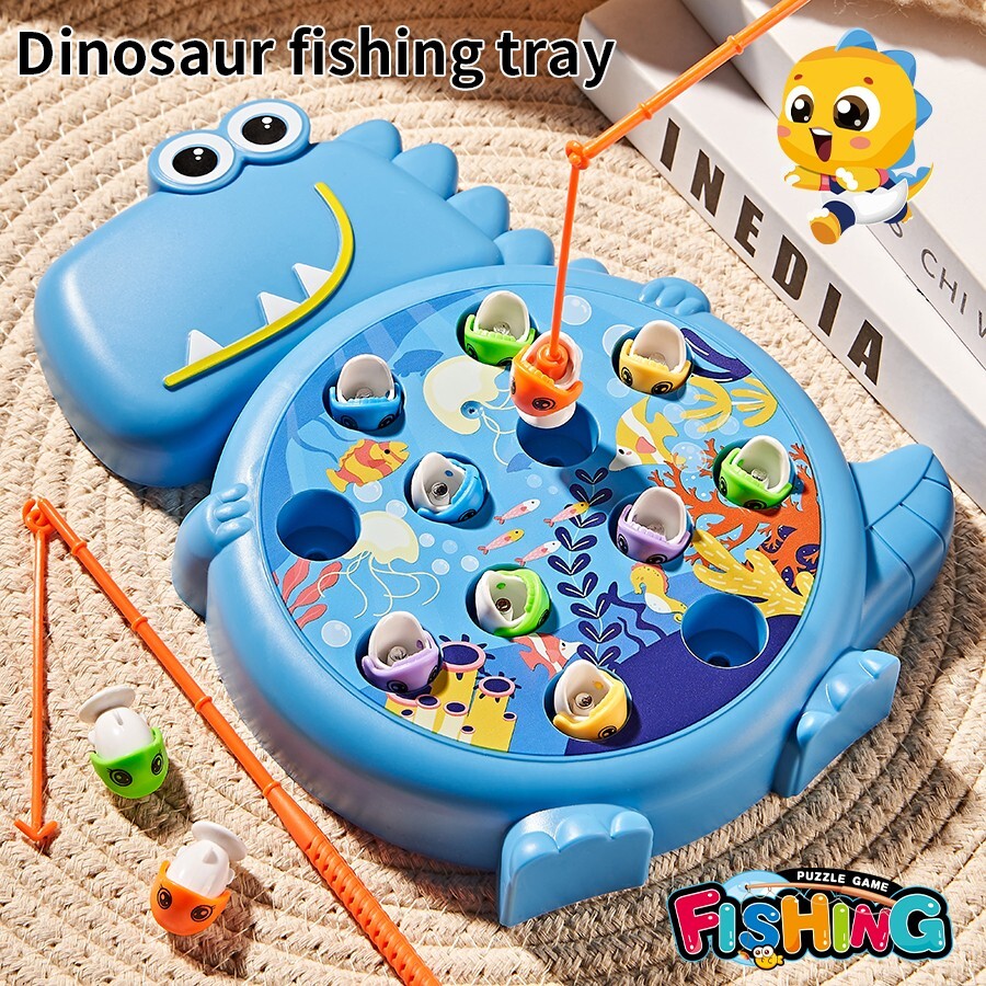 Dinosaur Fishing Game Toy for Kids Indoor Outdoor Fun Hand Eye Coordination Activity