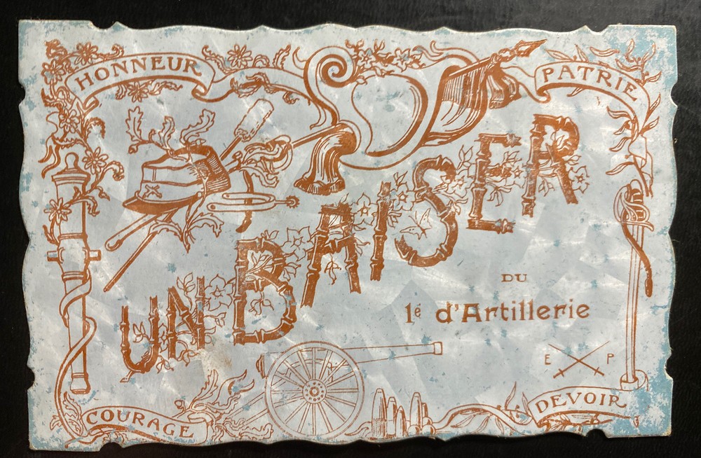 Mint WWI France Patriotic Postcard First Artillery A Kiss PPC