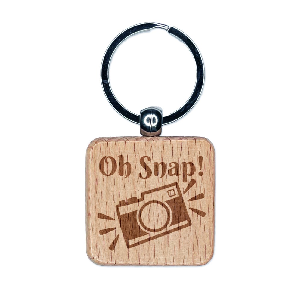 Engraved Wood Camera Keychain Charm for Photography Lovers