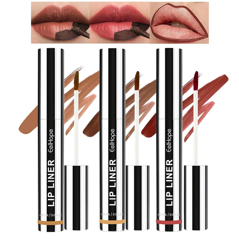 3Pcs Long Lasting Peel Off Lip Liner Tattoo Set with Removable Pencil