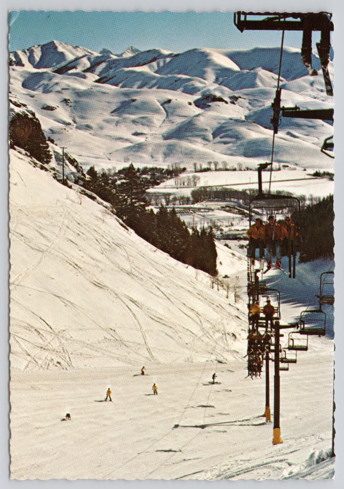 Sun Valley Idaho Ski Lift River Run Bald Mountain in Winter Vintage Postcard E1